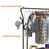 Heavy Duty Double Rail Clothes Garment Hanging Rack Shoe Metal Storage Shelf