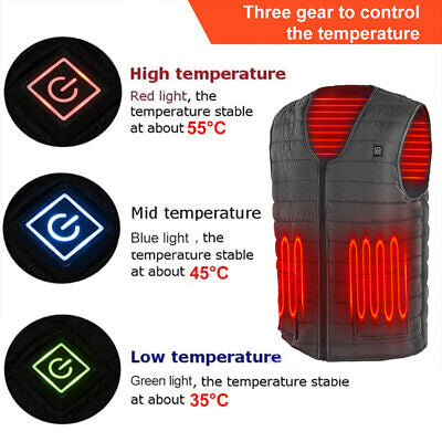 Electric Vest Heated Jacket USB Thermal Warm Heat Pad Winter Body Warmer Unisex