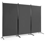 3-Panel Room Divider Folding Privacy Screen with Hinges Steel Base Wood