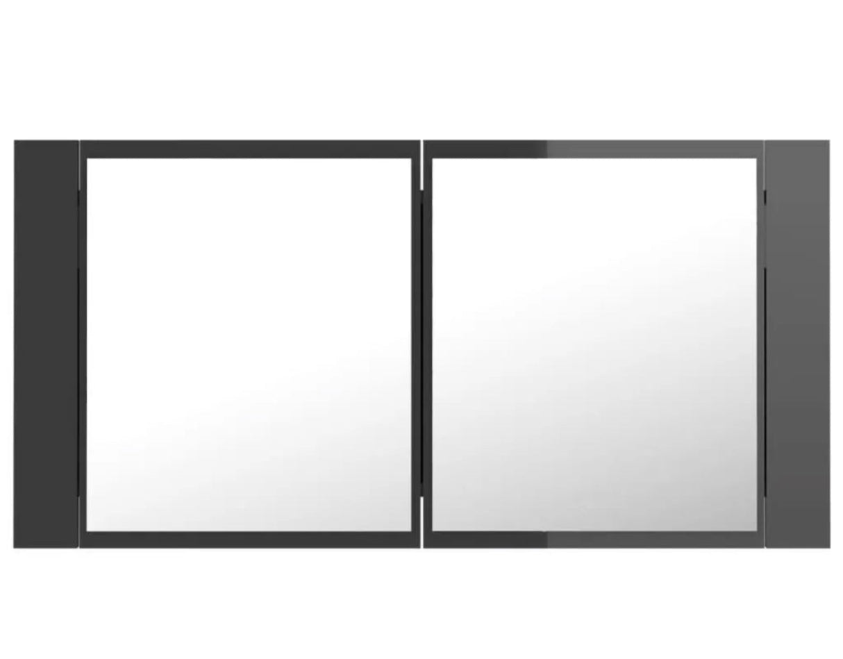 LED Mirror Cabinet High Gloss Wall Mount Bathroom Organizer Storage Cupboard