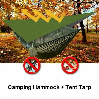 Camping Hammock with Rain Fly Tarp and Mosquito Net Tent Tree Straps, Portable