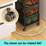 4 Tier Kitchen Trolley Storage Vegetable Rotating Basket Rack Organiser Holder