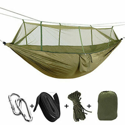 Camping Hammock with Rain Fly Tarp and Mosquito Net Tent Tree Straps, Portable