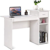 Computer Desk Study Writing Table w/ Storage Shelves Home Office White