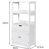 Storage Cabinet Display Shelf Cupboard Wooden Organizer Bathroom White