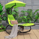 Hammock Chair Swing Lounger Chaise Outdoor Daybed w/ Pillow Canopy Stand Cushion