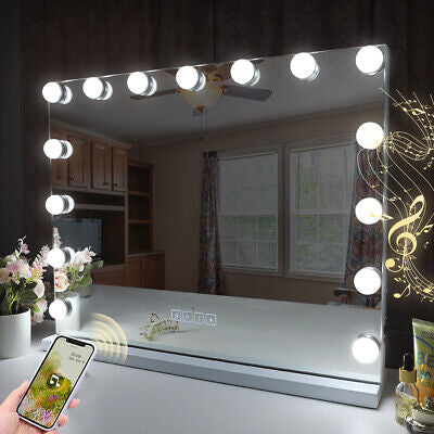 Bluetooth Vanity Makeup Mirror With Lights Hollywood LED Mirrors Wall