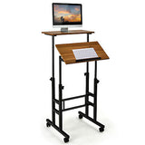 Standing Desk Mobile 2-Tier Adjustable Laptop Computer Table Sit Stand