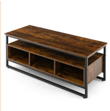 Industrial Coffee Table with Storage for Living Room Rustic Brown