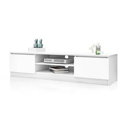 TV Stand Entertainment Unit 2 Doors Wooden Storage Cabinet Furniture - White