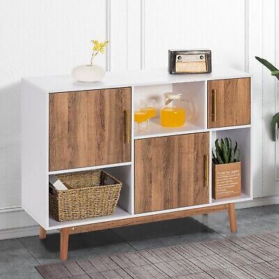 Sideboard Storage Cabinet Wood Buffet Cabinet TV Stand Cupboard w/ Doors Shelves