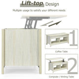 Lift Up Top Coffee Table Modern Open & Hidden Storage Shelf Ivory/Black