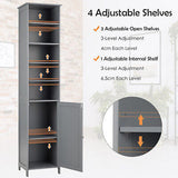 Bathroom Storage Cabinet 7-Tier Shelves Wooden Cupboard Tallboy White/Grey 182CM