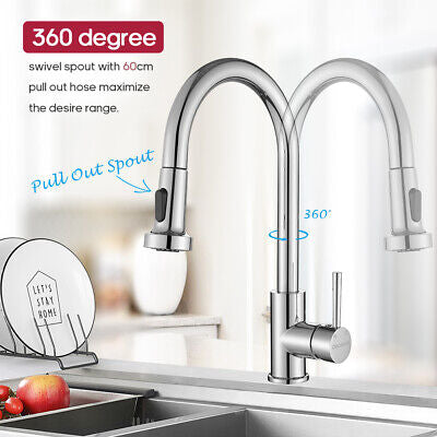 Kitchen Tap Mixer Pull Out Basin Taps Faucet Swivel Spout Chrome 2-Mode