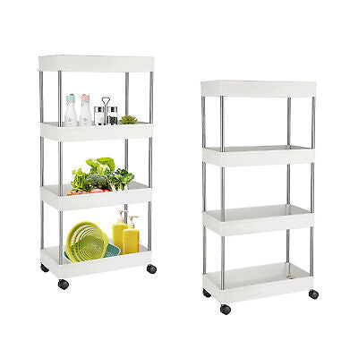 4Tier Trolley Rack Shelf Kitchen Bathroom Storage Rolling Rack Cart Storage Cart