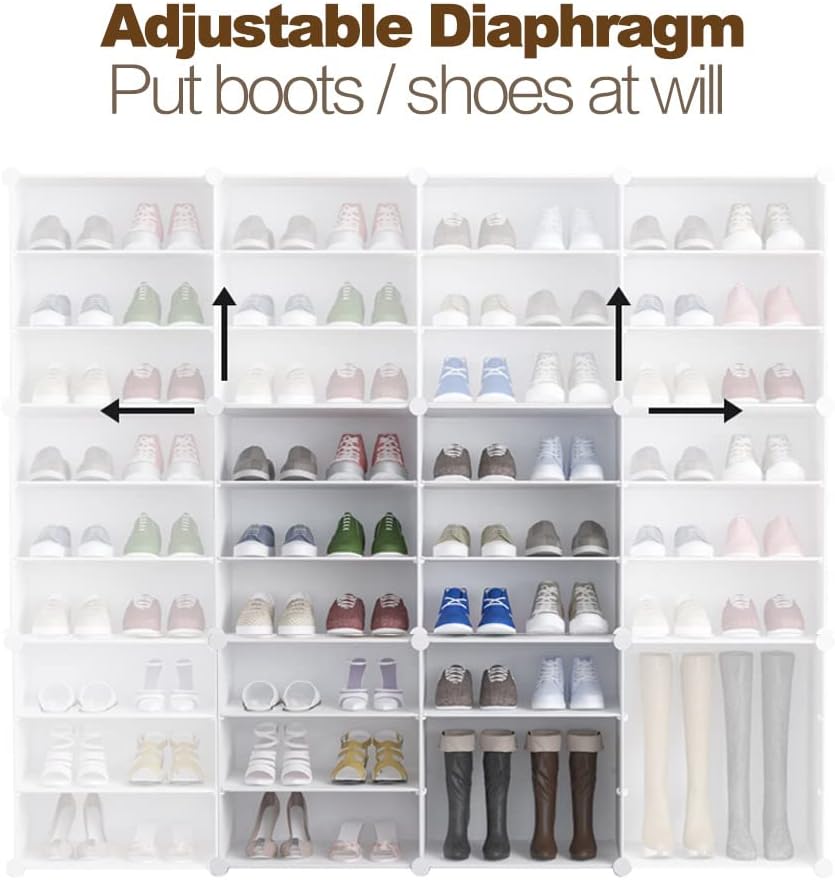 Shoe Rack Stackable Storage Organizer for Entryway,6 Tier Plastic Freestanding Shoe Storage Cabinet 24-30 pairs, Narrow Standing Space Saver Shoe Storage Shelf with Adjustable Hook and Side Shelf