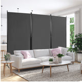 3-Panel Room Divider Folding Privacy Screen with Hinges Steel Base Wood