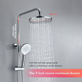 9" Rain Shower Head Adjustable Sliding Rail Set Dual Hose Twin Head Chrome