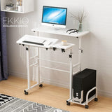 Mobile Stand Up Desk, Adjustable Height Laptop Desk with Wheels Rolling Workstation with Tiltable Panel Board and Detacheable Sideboard