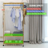 Strong Wooden Clothes Rack With Wheels