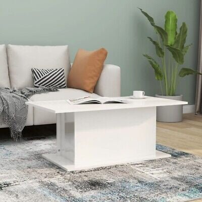 Coffee Table High Gloss White 102x55.5x40 cm Engineered Wood