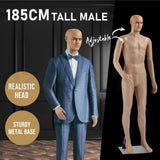 185CM Male Mannequin Full Body Manikin Display Stand Model Dress Form Adjustable