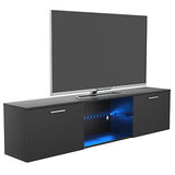 160CM TV Cabinet Stand Entertainment Unit Storage RGB LED & w/2 Drawers Black