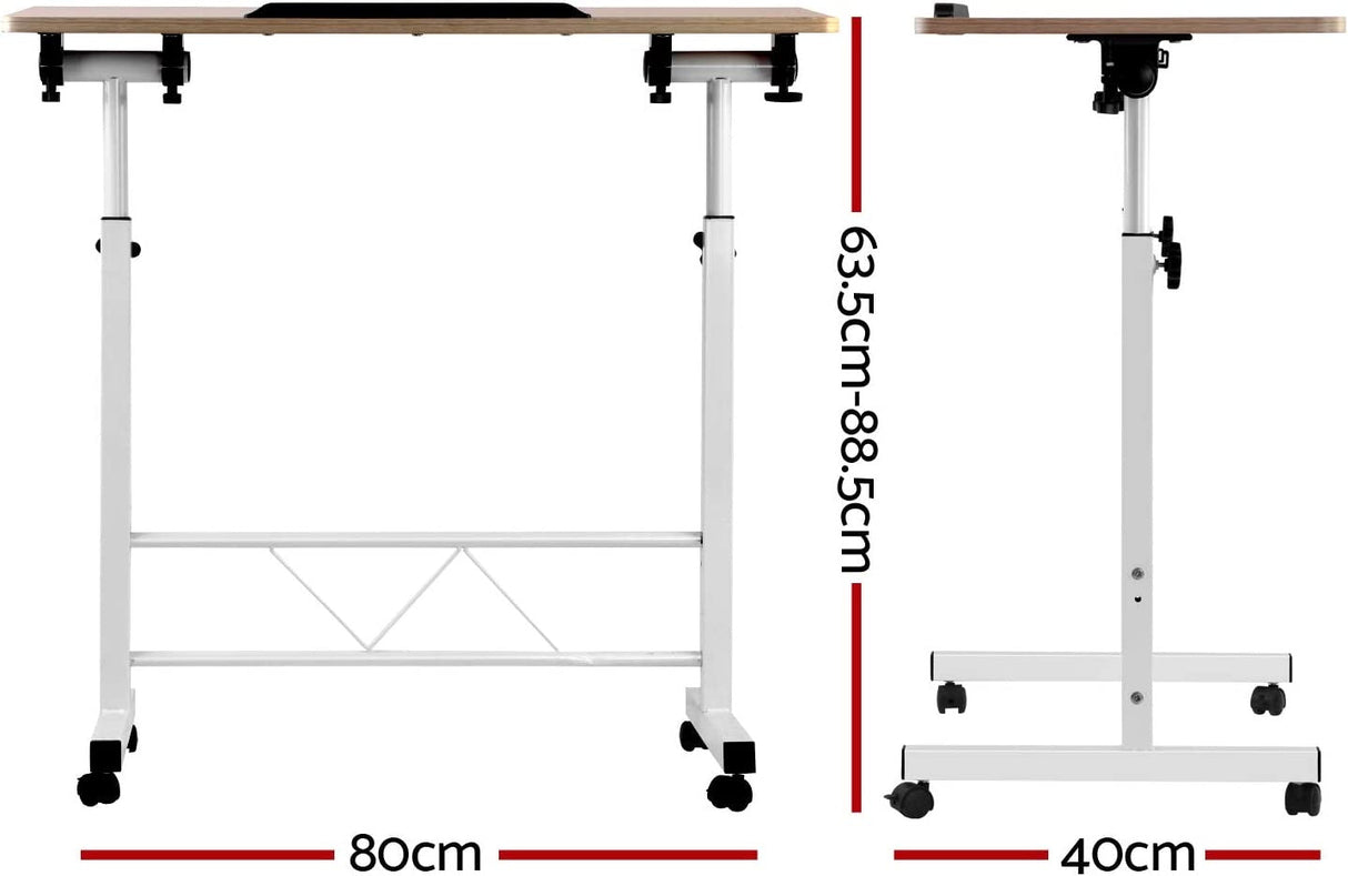 Laptop Table Laptop Desk Portable Mobile Adjustable Bedside Desk White