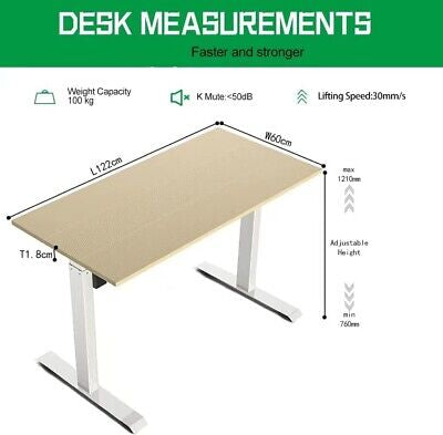 Electric standing Desk, 100 KG Computer sit stand Desk (120 x 60 cm)