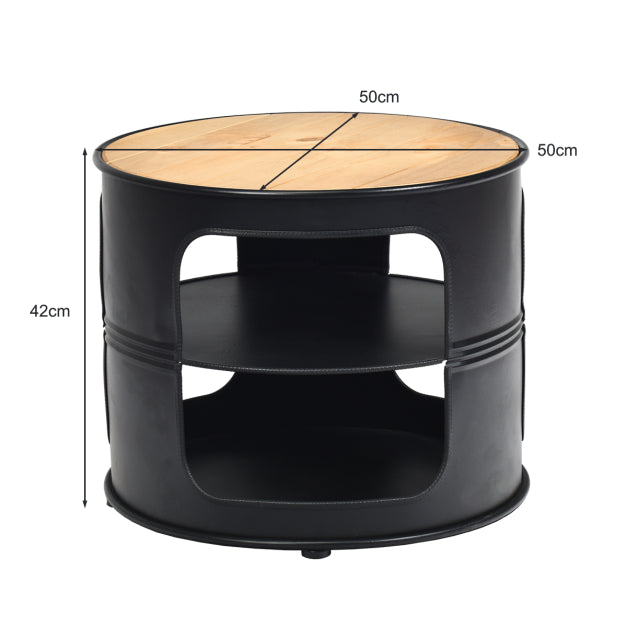 3-tier Round Coffee Table with 2 Storage Shelves