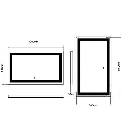 Bathroom LED Mirror Wall Mounted Mirror Illuminated Anti-foggi 1200x800mm