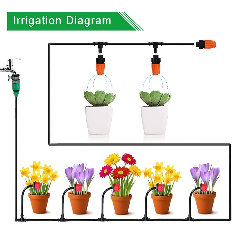 Irrigation Drip Kit,25M Kit Drip Irrigation System Garden Automatic Irrigation Micro Flow Drip Plant