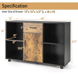 Industrial Buffet Sideboard Kitchen Cupboard w/4 Open Cubbies Console Table File Cabinet