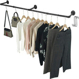 Wall Mount Garment Clothes Closet Storage Rack Hanging Rail Iron Pipe Organiser