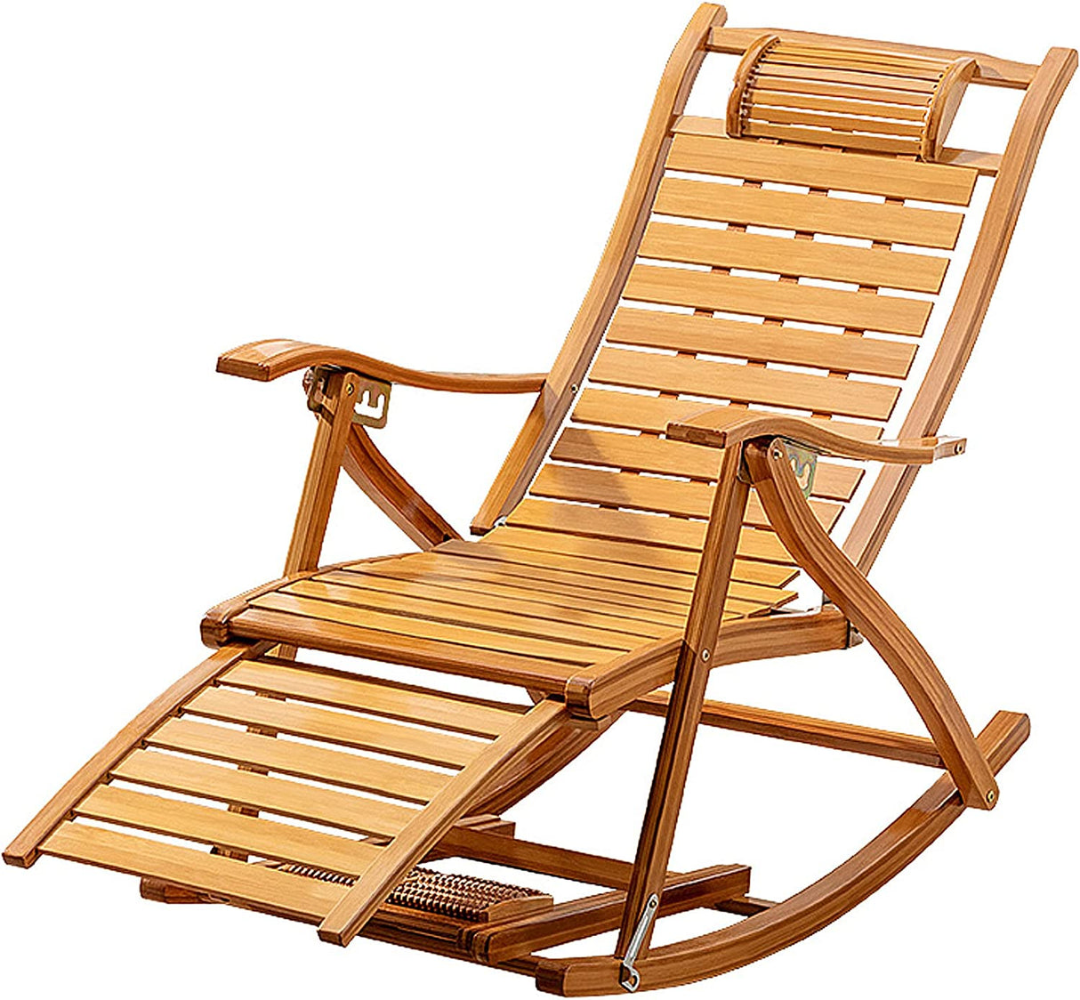 Folding Reclining Lounge Chair Rocking Chair Folding Bamboo Chair Recliner Reclining Indoor/Outdoor Foldable Lounge Chair Furniture Armchair for Patio