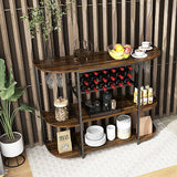 Wine Rack Table Coffee Bar Cabinet Freestanding Liquor Stand Glass Holder Rustic