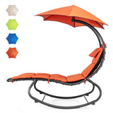 Hammock Chair Swing Lounger Chaise Outdoor Daybed w/ Pillow Canopy Stand Cushion