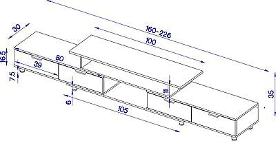 Adjustable Large TV Stand Entertainment Unit Cabinet TV Stand 160 - 230cm