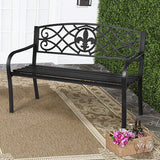 Patio Garden Bench Park Yard Outdoor Furniture Steel Slats Porch Chair Seat