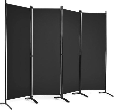 4-Panel Room Divider, Folding Privacy Screen, Portable Fabric Wall Divider and Separator w/ Steel Frame, Indoor & Outdoor Freestanding Privacy Protection for Home, Office, Patio