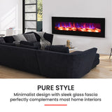 105cm Electric Fireplace Heater Wall Mounted Flame Effect Remote Indoor