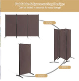 3-Panel Room Divider Folding Privacy Screen with Hinges Steel Base Wood