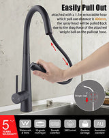 Black Pull Out Kitchen Sink Mixer Tap Brass Swivel Spout Basin Faucet