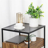 Modern Bedside Table Storage Glass End Table Drawer Living Room Bedroom Cabinet