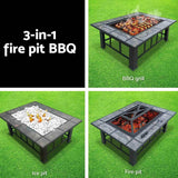 Outdoor Fire Pit BBQ Table Grill Fireplace w/Ice Tray Barbecue Picnic Heater Desk Garden Patio Camping Cooker Brazier