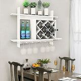 Bottle Glass Hold Wall-Mounted Wood Wine Rack Shelf Storage Bar Home Restaurant