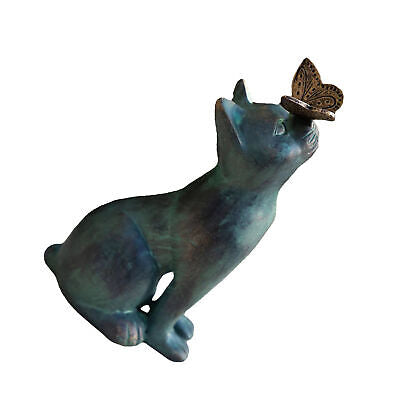 Cat Play Butterfly Statues Figurines Garden Resin Sculptures Landscape Ornament