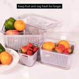 Vegetable and Fruit Storage Container for Fridge Pack of 3 (Light Gray)