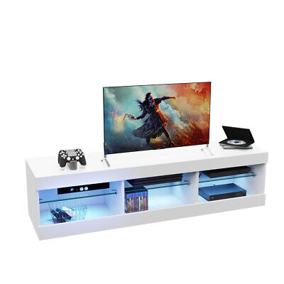 LED Entertainment Center TV Stand Game Media Storage Cabinet 55" White