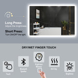 LED Bathroom Lighted Mirror Dimmable Frameless Vanity Makeup Touch Bluetooth